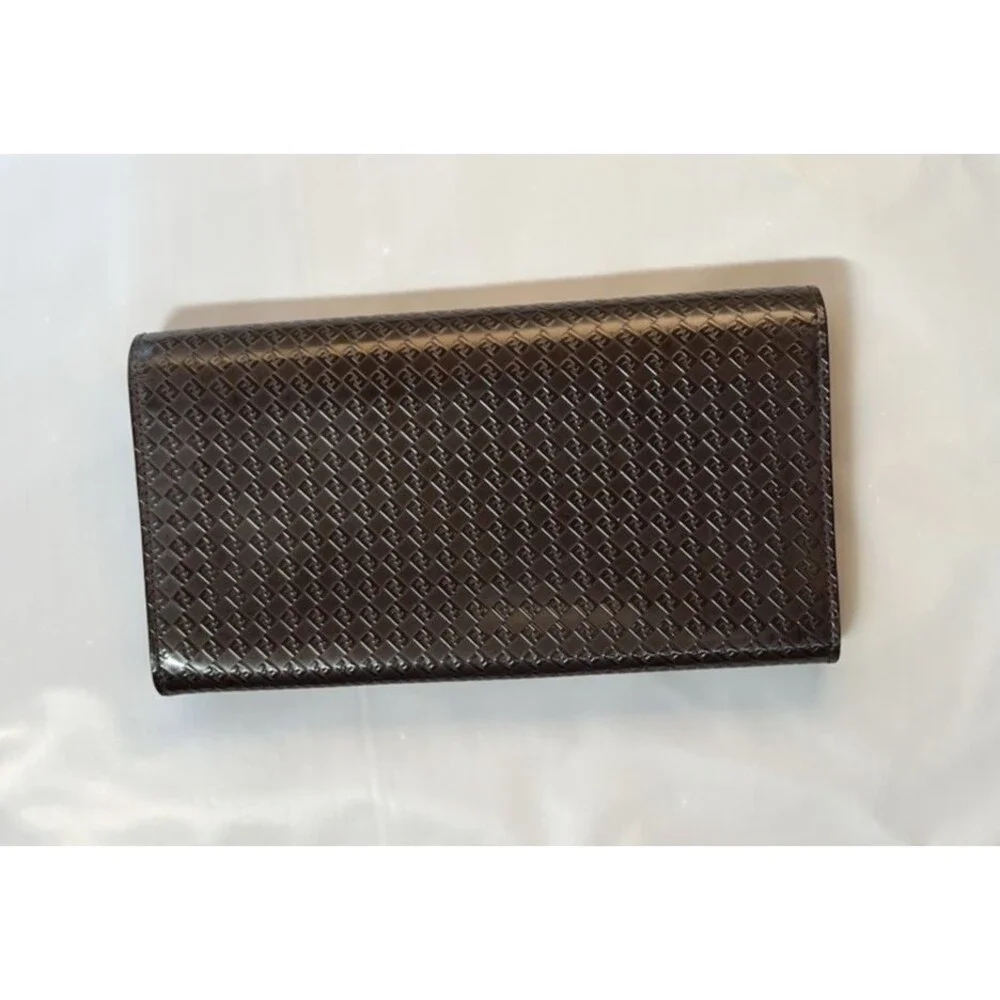 Fendi Monogram Dark Brown Vintage Clutch Bag W/Insert  + Chain & Auth Cert.